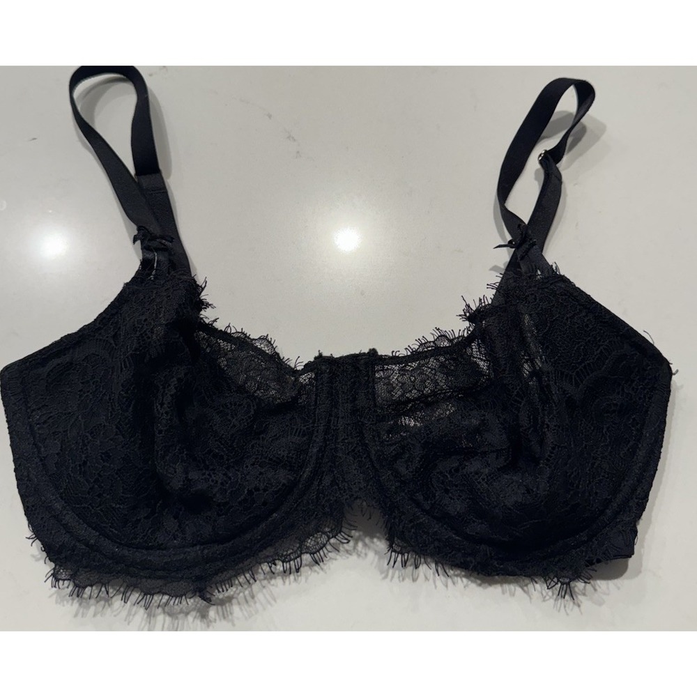 Victorias Secret Dream Angel Push Up Without Padding Black Lace Bra Size 32DD